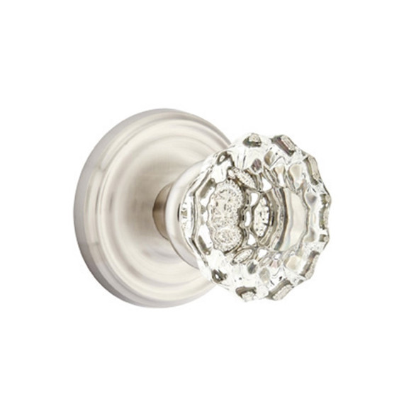 Emtek 8100-AS-US15 Astoria Clear Crystal Door Knob Passage Set With Regular Rosette Satin Nickel