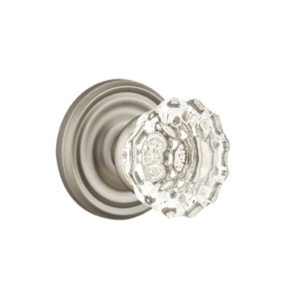 Emtek 8100-AS-US15A Astoria Clear Crystal Door Knob Passage Set With Regular Rosette Pewter