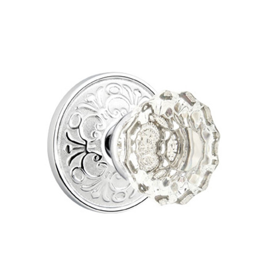 Emtek 8106-AS-US26 Astoria Clear Crystal Door Knob Passage Set With Lancaster Rosette Polished Chrome