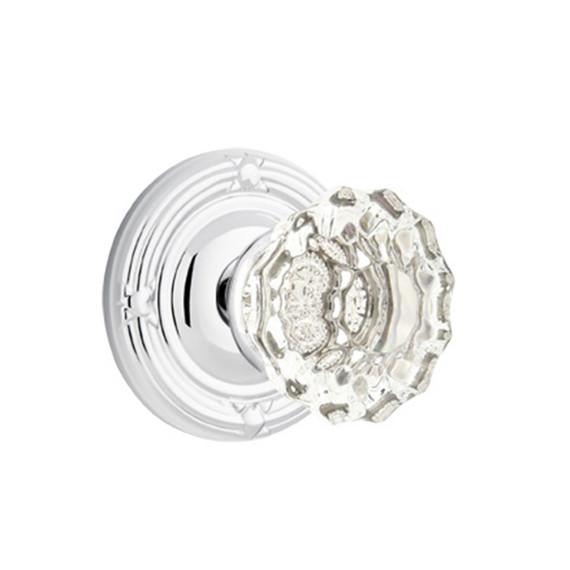 Emtek 8107-AS-US26 Astoria Clear Crystal Door Knob Passage Set With Ribbon & Reed Rosette Polished Chrome