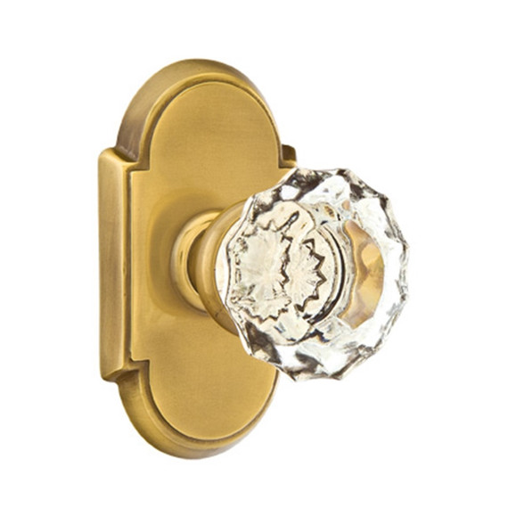 Emtek 8108-AS-US7 Astoria Clear Crystal Door Knob Passage Set With #8 Rosette French Antique