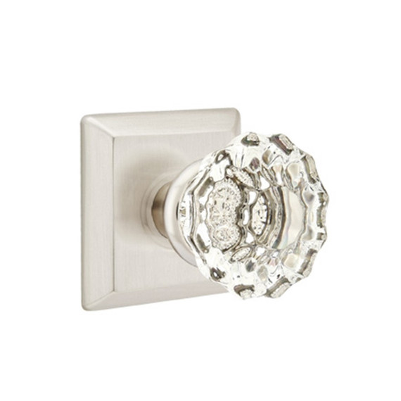 Emtek 8131-AS-US15 Astoria Clear Crystal Door Knob Passage Set With Quincy Rosette Satin Nickel