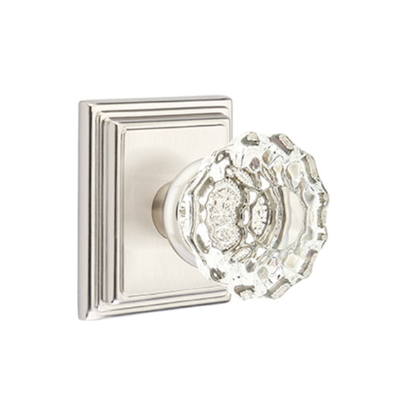Emtek 8161-AS-US15 Astoria Clear Crystal Door Knob Passage Set With Wilshire Rosette Satin Nickel