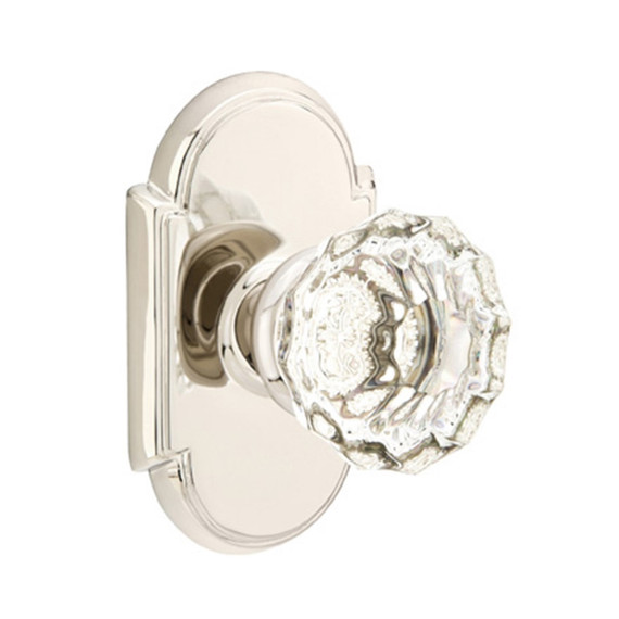 Emtek 8208-AS-US14 Astoria Clear Crystal Door Knob Privacy Set With #8 Rosette Polished Nickel