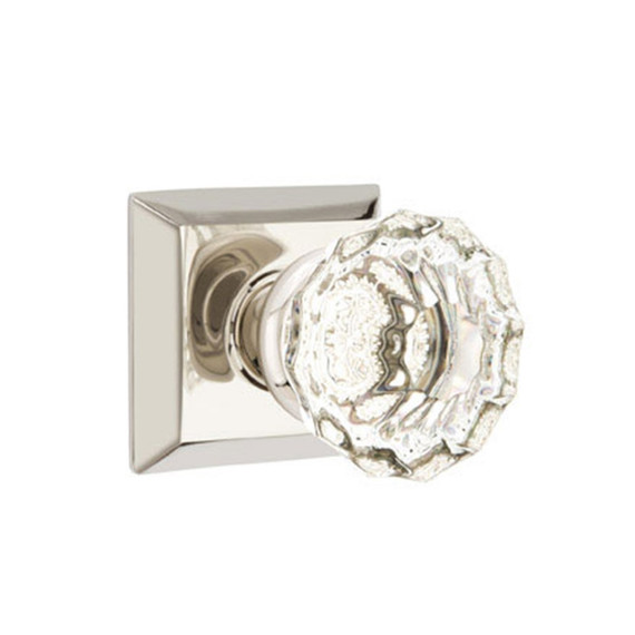 Emtek 8231-AS-US14 Astoria Clear Crystal Door Knob Privacy Set With Quincy Rosette Polished Nickel