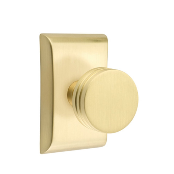 Emtek 5051-BN-US4 Bern Door Knob Dummy Set With Neos Rosette Satin Brass