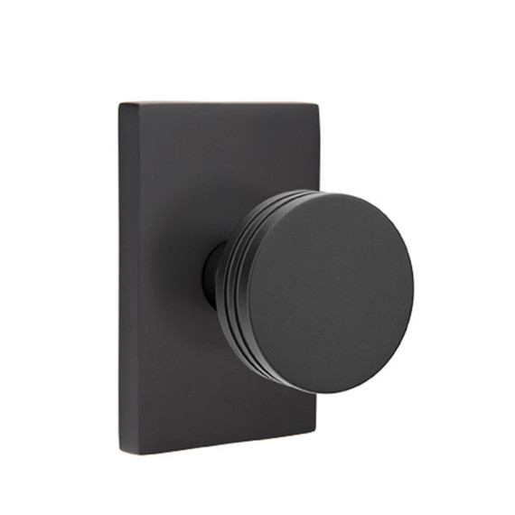 Emtek 5052-BN-US19 Bern Door Knob Dummy Set With Modern Rectangular Rosette Flat Black