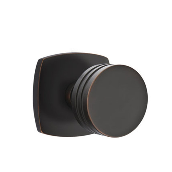 Emtek 5306-BN-US10B Bern Door Knob Dummy Set With Urban Modern Rosette Oil Rubbed Bronze
