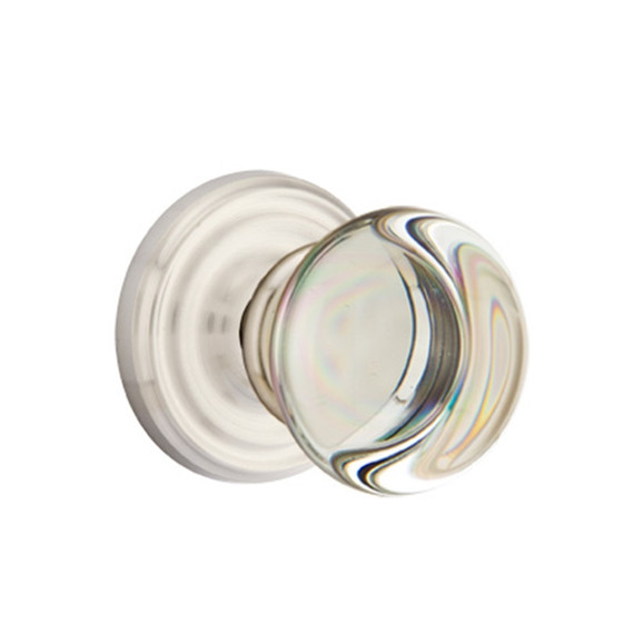 Emtek 8050-PC-US15 Providence Crystal Door Knob Dummy Set With Regular Rosette Satin Nickel