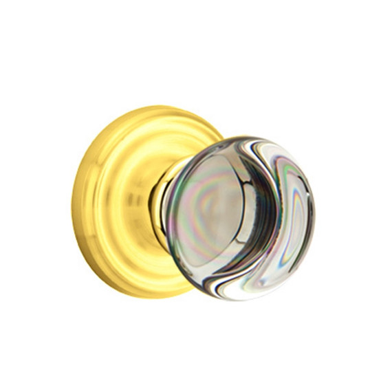 Emtek 8050-PC-US3 Providence Crystal Door Knob Dummy Set With Regular Rosette Polished Brass