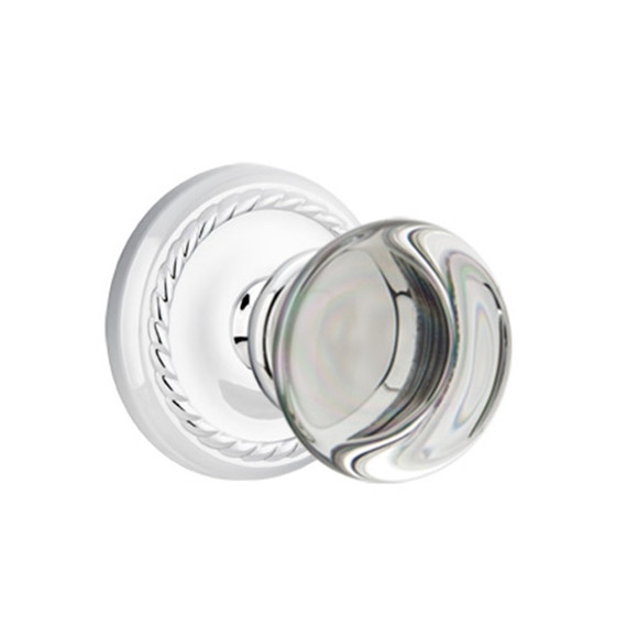 Emtek 8051-PC-US26 Providence Crystal Door Knob Dummy Set With Rope Rosette Polished Chrome