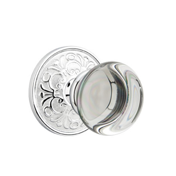 Emtek 8106-PC-US26 Providence Crystal Door Knob Passage Set With Lancaster Rosette Polished Chrome
