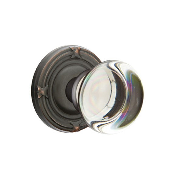 Emtek 8107-PC-US10B Providence Crystal Door Knob Passage Set With Ribbon & Reed Rosette Oil Rubbed Bronze