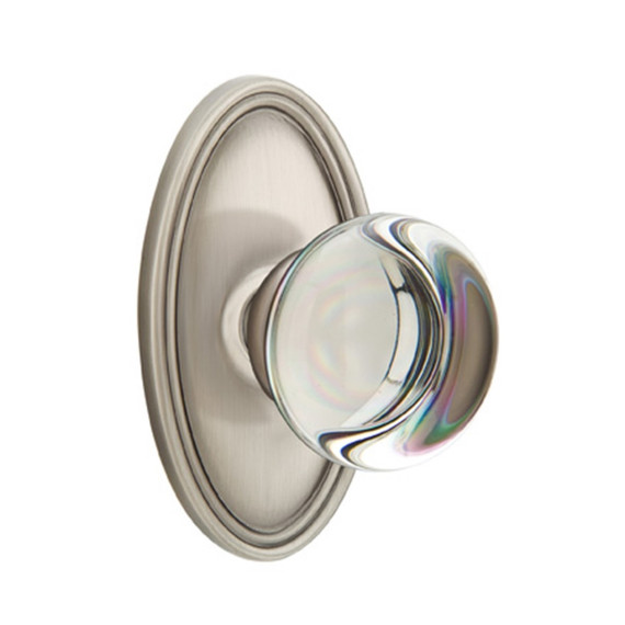 Emtek 8120-PC-US15A Providence Crystal Door Knob Passage Set With Oval Rosette Pewter