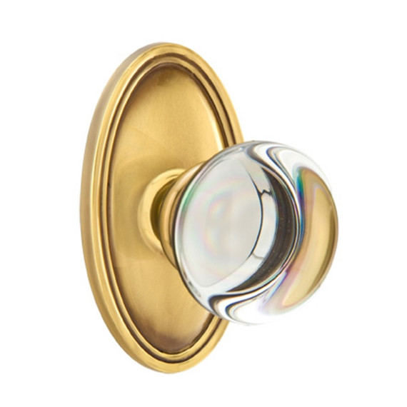 Emtek 8120-PC-US7 Providence Crystal Door Knob Passage Set With Oval Rosette French Antique