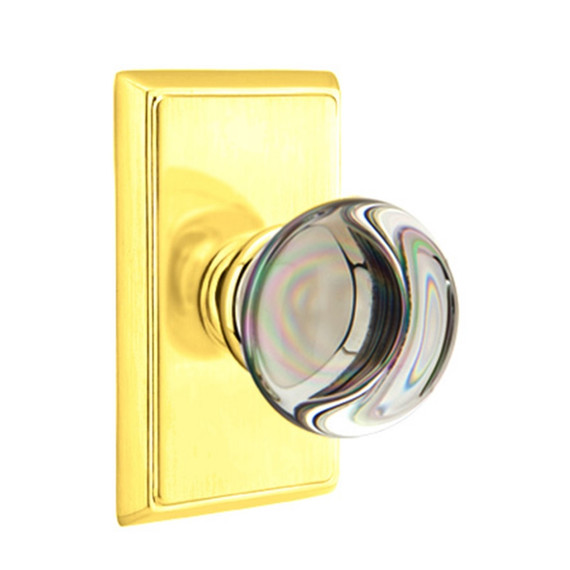 Emtek 8121-PC-US3 Providence Crystal Door Knob Passage Set With Rectangular Rosette Polished Brass
