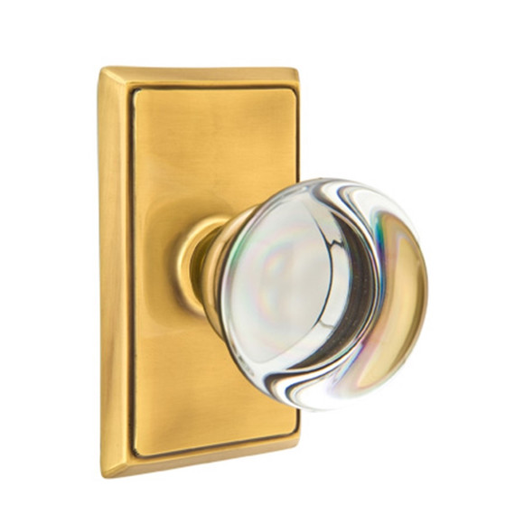 Emtek 8121-PC-US7 Providence Crystal Door Knob Passage Set With Rectangular Rosette French Antique