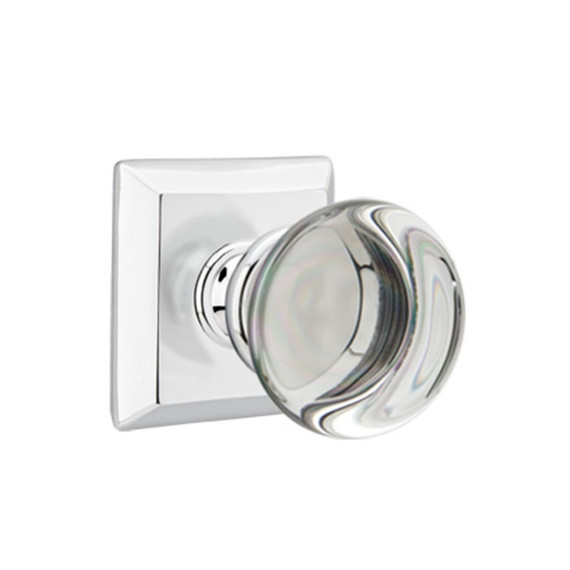 Emtek 8131-PC-US26 Providence Crystal Door Knob Passage Set With Quincy Rosette Polished Chrome