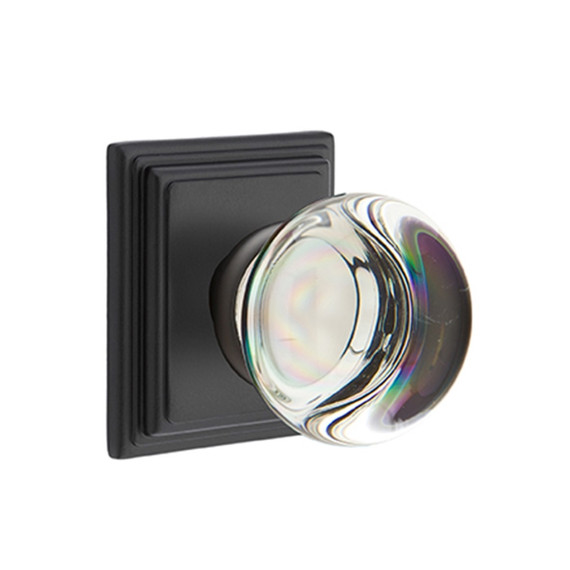 Emtek 8161-PC-US19 Providence Crystal Door Knob Passage Set With Wilshire Rosette Flat Black