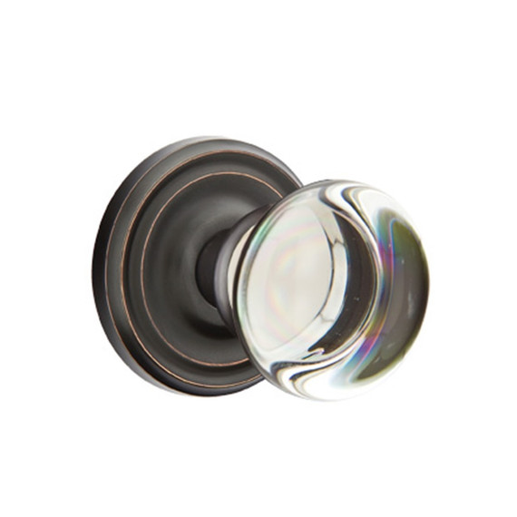 Emtek 8200-PC-US10B Providence Crystal Door Knob Privacy Set With Regular Rosette Oil Rubbed Bronze