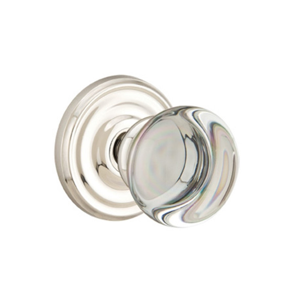 Emtek 8200-PC-US14 Providence Crystal Door Knob Privacy Set With Regular Rosette Polished Nickel