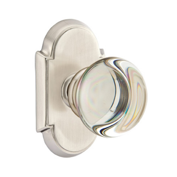 Emtek 8208-PC-US15 Providence Crystal Door Knob Privacy Set With #8 Rosette Satin Nickel