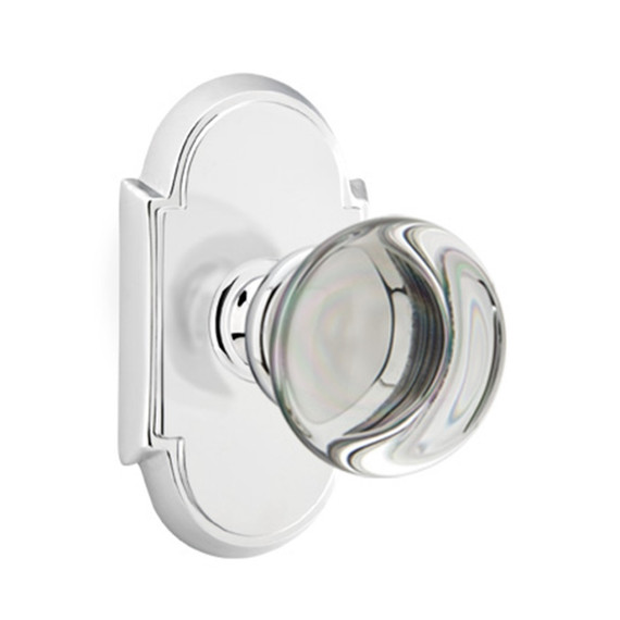 Emtek 8208-PC-US26 Providence Crystal Door Knob Privacy Set With #8 Rosette Polished Chrome