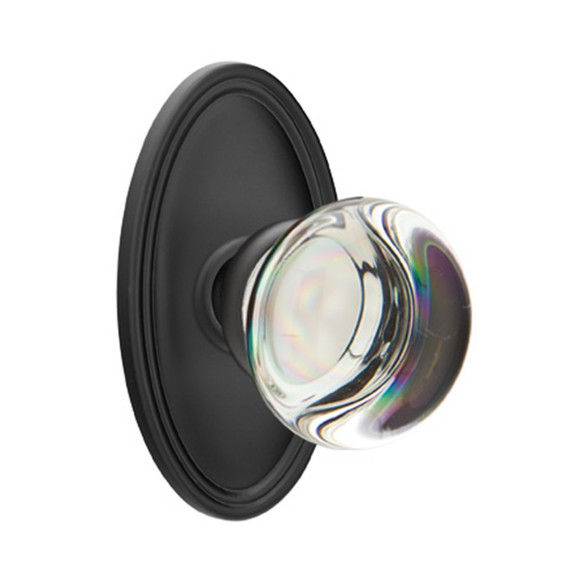 Emtek 8220-PC-US19 Providence Crystal Door Knob Privacy Set With Oval Rosette Flat Black