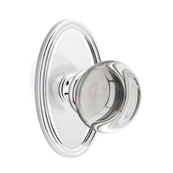 Emtek 8220-PC-US26 Providence Crystal Door Knob Privacy Set With Oval Rosette Polished Chrome