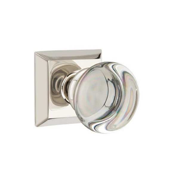 Emtek 8231-PC-US14 Providence Crystal Door Knob Privacy Set With Quincy Rosette Polished Nickel