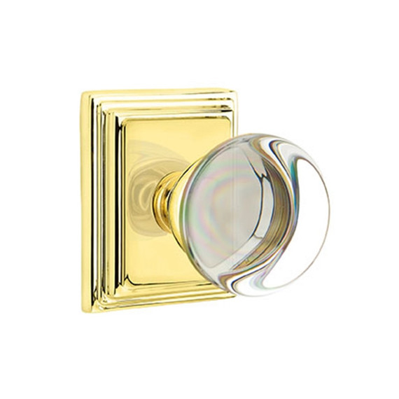 Emtek 8261-PC-US3 Providence Crystal Door Knob Privacy Set With Wilshire Rosette Polished Brass
