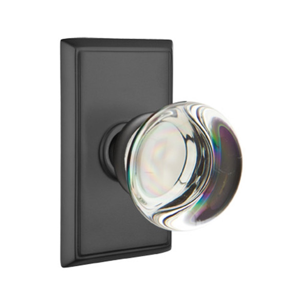 Emtek 8521-PC-US19 Providence Crystal Door Knob Dummy Set With Rectangular Rosette Flat Black
