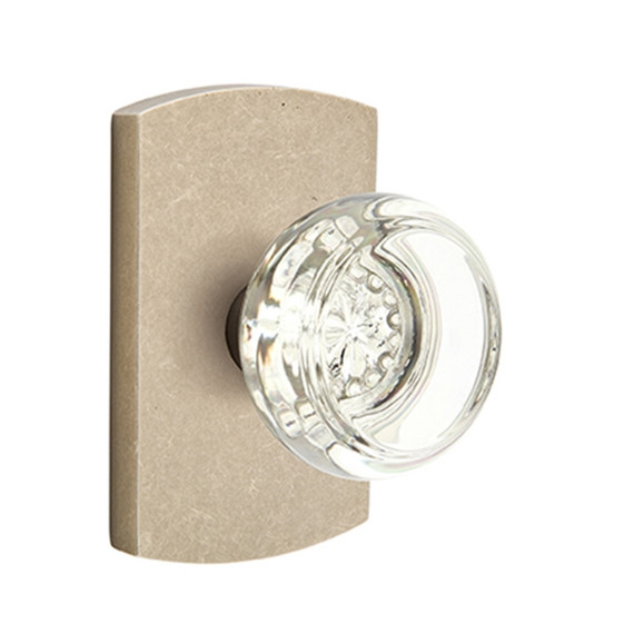 Emtek 7050-GT-TWB Georgetown Crystal Door Knob Dummy Set With Sandcast Bronze #4 Rosette Tumbled White Bronze