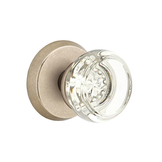 Emtek 7056-GT-TWB Georgetown Crystal Door Knob Dummy Set With Sandcast Bronze #2 Rosette Tumbled White Bronze