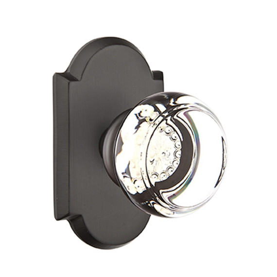 Emtek 7058-GT-FB Georgetown Crystal Door Knob Dummy Set With Sandcast Bronze #1 Rosette Flat Black