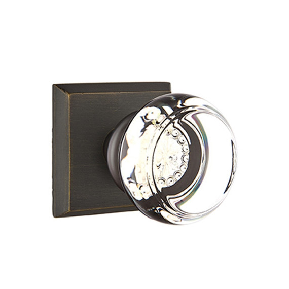 Emtek 7061-GT-MB Georgetown Crystal Door Knob Dummy Set With Sandcast Bronze #6 Rosette Medium Bronze