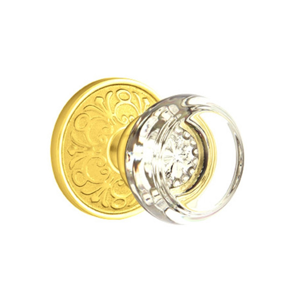 Emtek 8056-GT-US3 Georgetown Crystal Door Knob Dummy Set With Lancaster Rosette Polished Brass