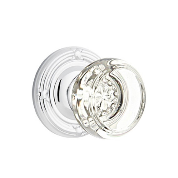 Emtek 8057-GT-US26 Georgetown Crystal Door Knob Dummy Set With Ribbon & Reed Rosette Polished Chrome