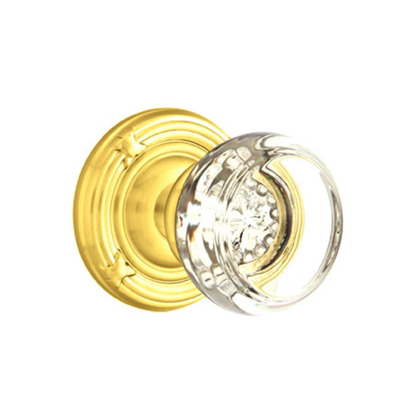 Emtek 8057-GT-US3 Georgetown Crystal Door Knob Dummy Set With Ribbon & Reed Rosette Polished Brass