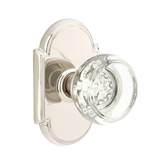Emtek 8058-GT-US14 Georgetown Crystal Door Knob Dummy Set With #8 Rosette Polished Nickel