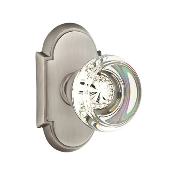 Emtek 8058-GT-US15A Georgetown Crystal Door Knob Dummy Set With #8 Rosette Pewter