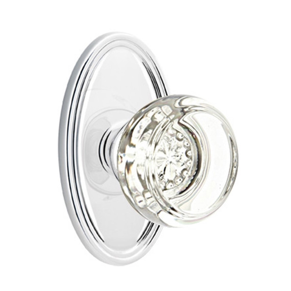 Emtek 8520-GT-US26 Georgetown Crystal Door Knob Dummy Set With Oval Rosette Polished Chrome