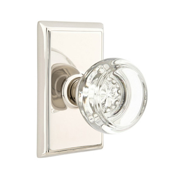 Emtek 8521-GT-US14 Georgetown Crystal Door Knob Dummy Set With Rectangular Rosette Polished Nickel