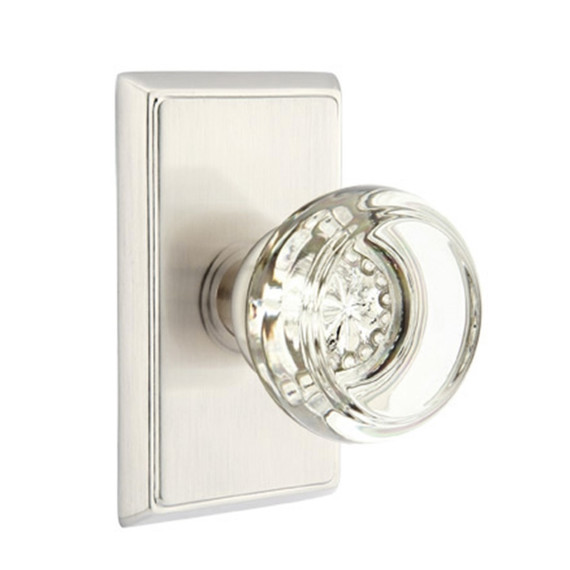 Emtek 8521-GT-US15 Georgetown Crystal Door Knob Dummy Set With Rectangular Rosette Satin Nickel