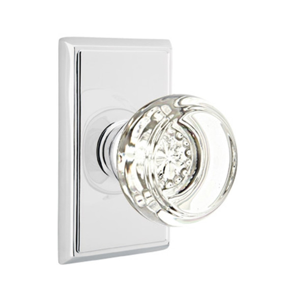 Emtek 8521-GT-US26 Georgetown Crystal Door Knob Dummy Set With Rectangular Rosette Polished Chrome