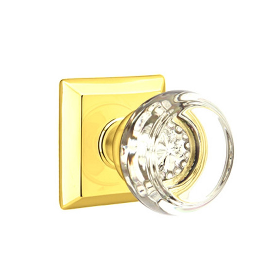 Emtek 8531-GT-US3 Georgetown Crystal Door Knob Dummy Set With Quincy Rosette Polished Brass
