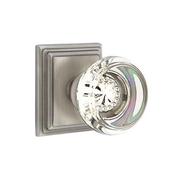 Emtek 8561-GT-US15A Georgetown Crystal Door Knob Dummy Set With Wilshire Rosette Pewter