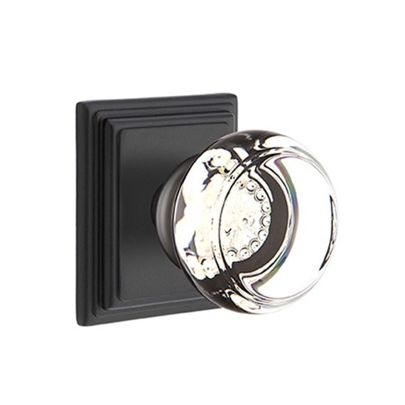 Emtek 8561-GT-US19 Georgetown Crystal Door Knob Dummy Set With Wilshire Rosette Flat Black