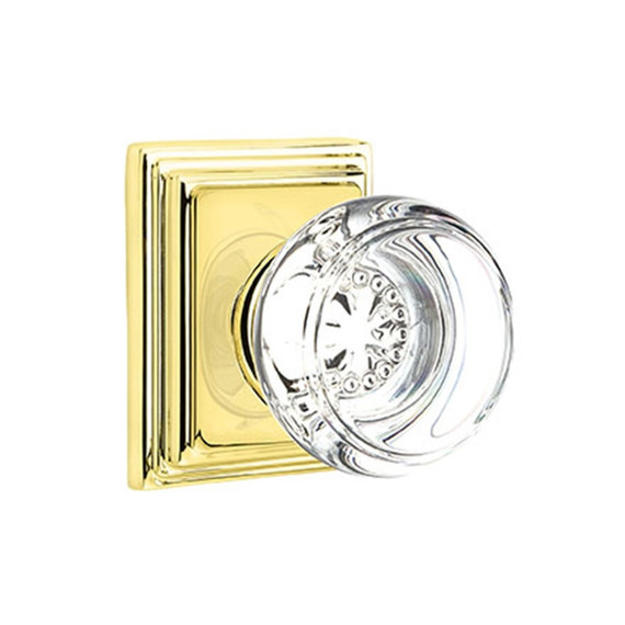 Emtek 8561-GT-US3 Georgetown Crystal Door Knob Dummy Set With Wilshire Rosette Polished Brass