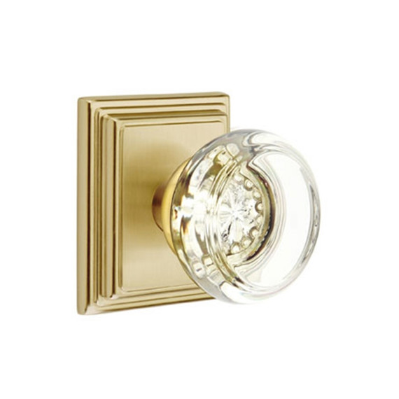 Emtek 8561-GT-US4 Georgetown Crystal Door Knob Dummy Set With Wilshire Rosette Satin Brass